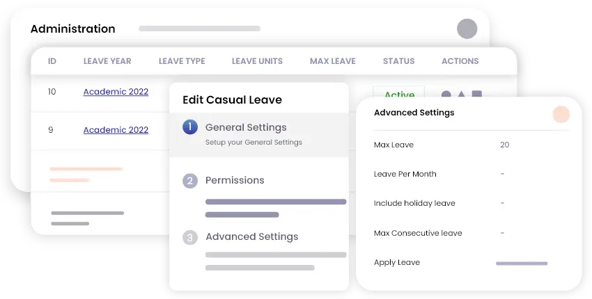 Leave types, applications, approvals